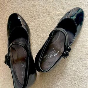 Aerosoles Heelrest Black Patin Leather Womens Mary Jane Shoes Size 8